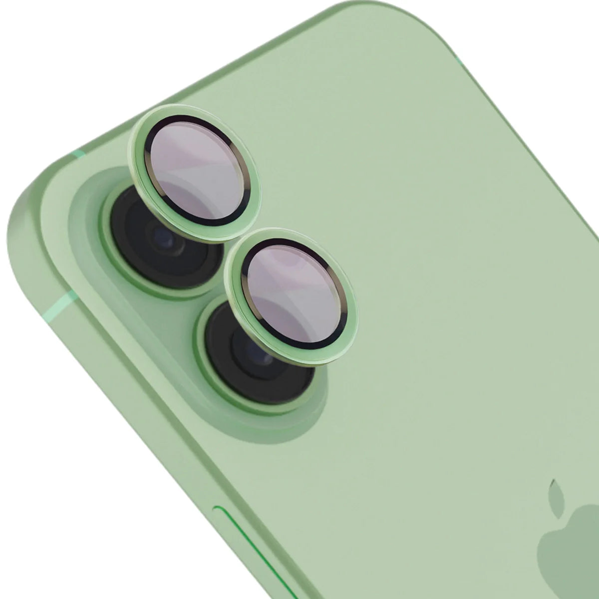 Glas für die Kamera mit Applikator für iPhone 17, Bizon Glass Snap Lens, 1 Set, Hellgrüner Rahmen