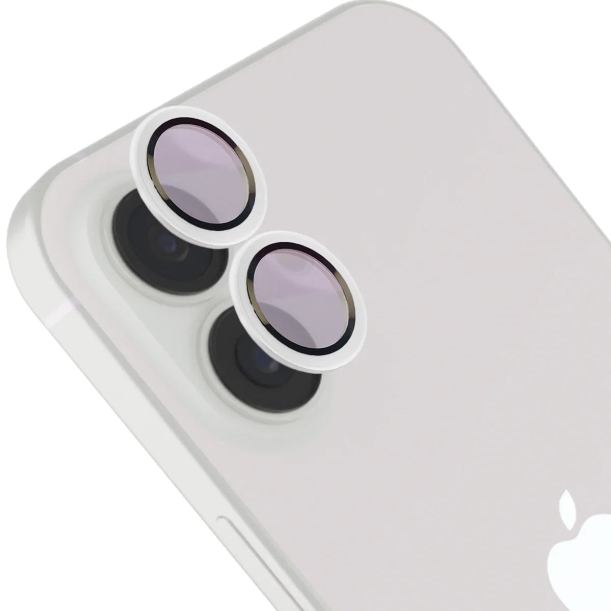 Glas für die Kamera mit Applikator für iPhone 17, Bizon Glass Snap Lens, 1 Set, Weißer Rahmen