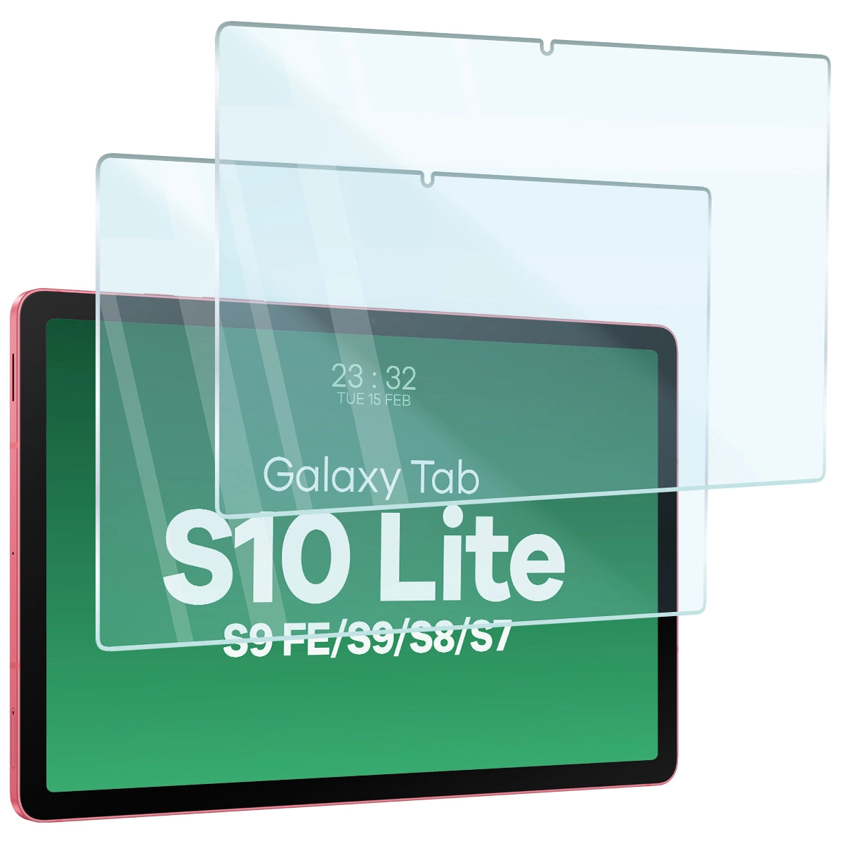 Gehärtetes Glas für Galaxy Tab S10 Lite / S10 FE / S9 FE / S9 / S8 / S7, Bizon Glass Tab Clear Duo, 2 Stück