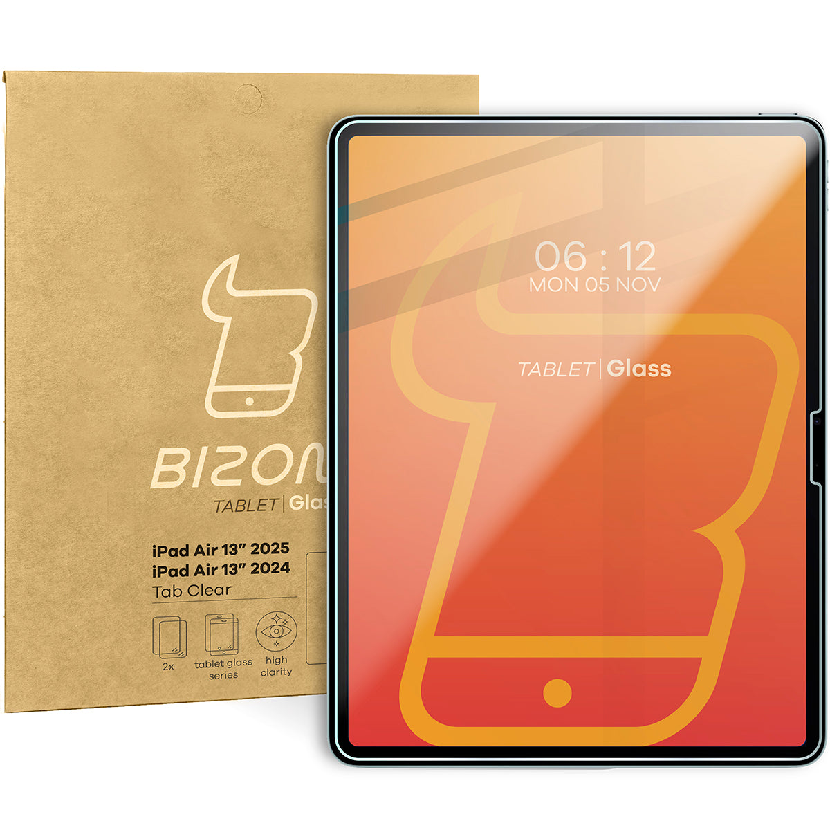 Gehärtetes Glas für iPad Air 13" 2025 / 2024, Bizon Glass Tab Clear Duo, 2 Stück