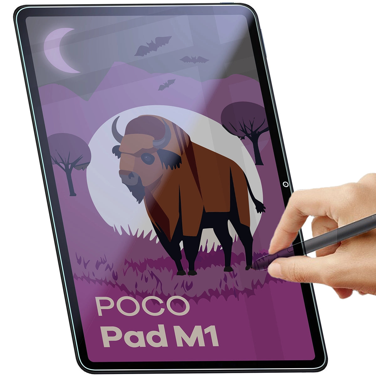 Hybridglas mit Privatschutzfilter für Xiaomi Poco Pad M1, Bizon Tab Hybrid Shadow, Matt