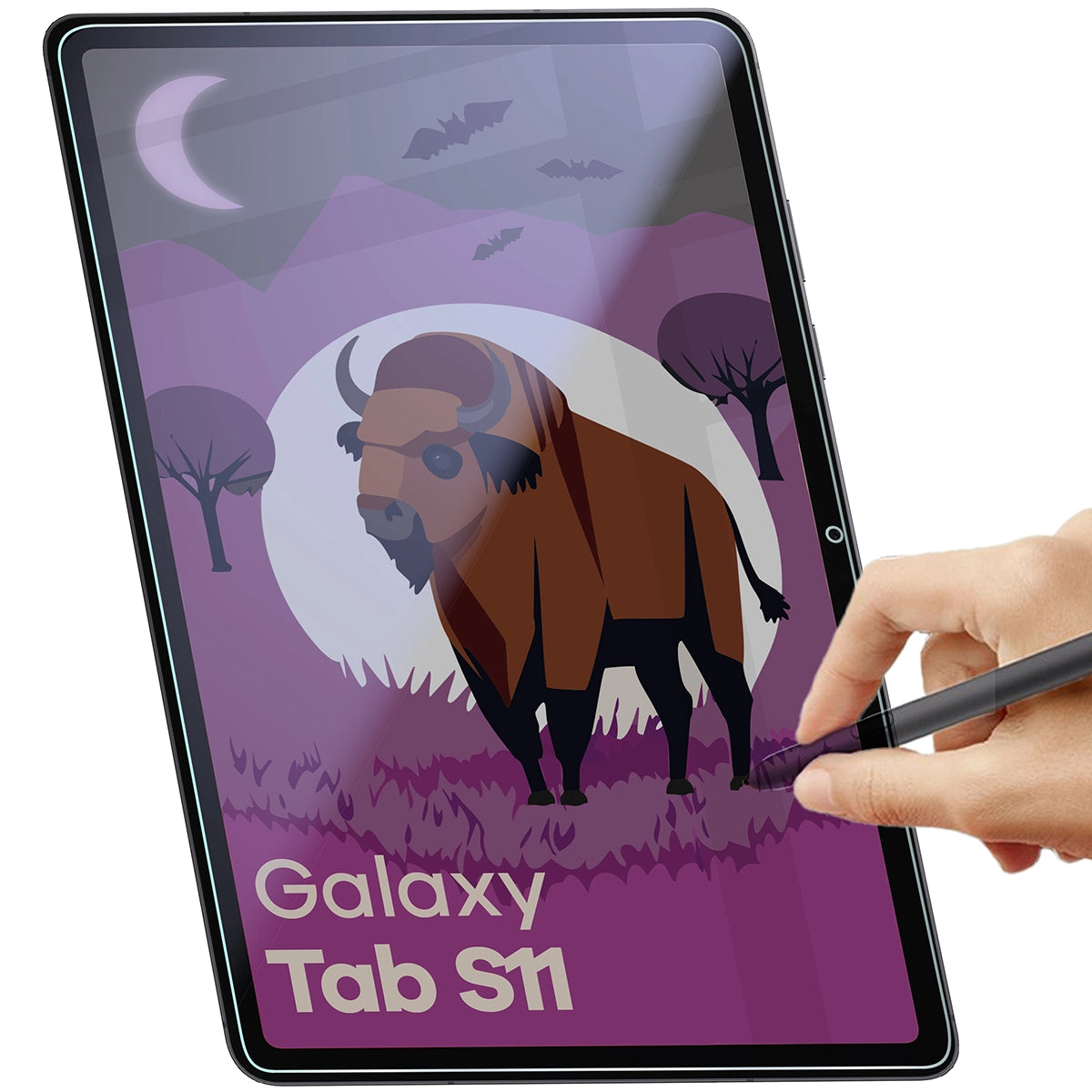 Hybridglas mit Privatschutzfilter für Galaxy Tab S11, Bizon Tab Hybrid Shadow, Matt
