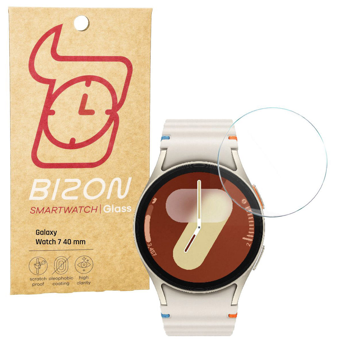 Gehärtetes Glas für Galaxy Watch 7 40 mm, Bizon Glass Watch Clear, Transparent