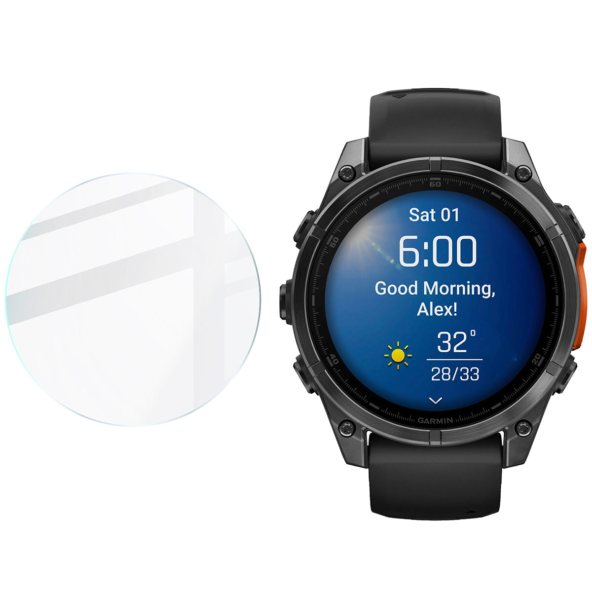 Gehärtetes Glas für Garmin Fenix 8 AMOLED 47 mm, Bizon Glass Watch Clear, Transparent