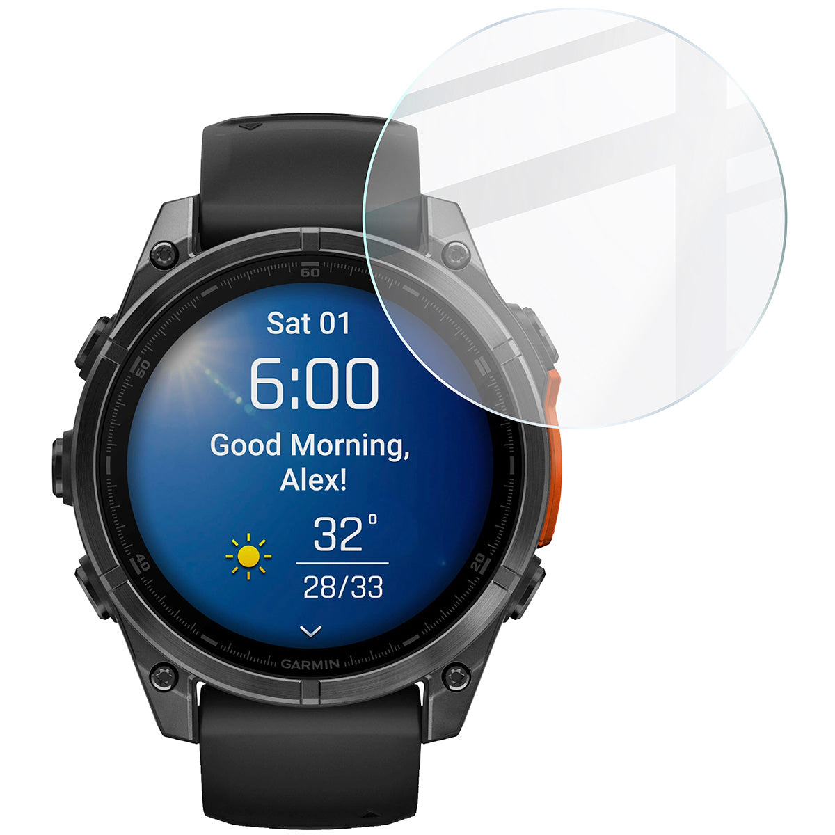 Gehärtetes Glas für Garmin Fenix 8 AMOLED 47 mm, Bizon Glass Watch Clear, Transparent