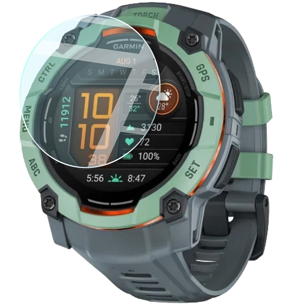 Gehärtetes Glas für Garmin Instinct 3 45 mm, Bizon Glass Watch Clear, Transparent