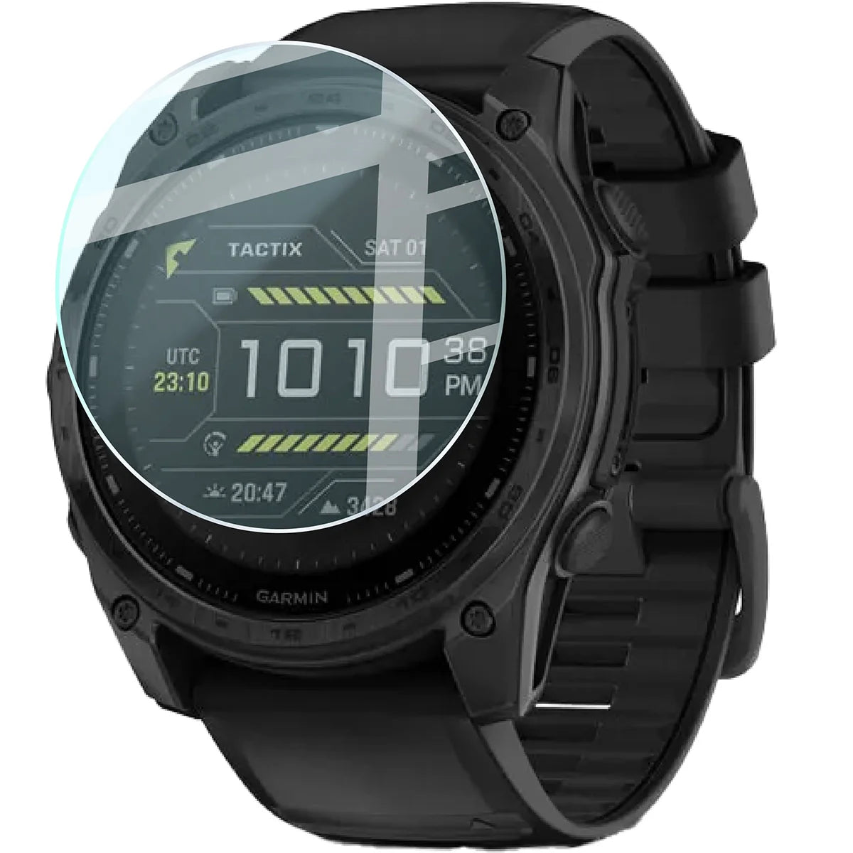 Gehärtetes Glas für Garmin Tactix 8 AMOLED 47 mm, Bizon Glass Watch Clear, Transparent