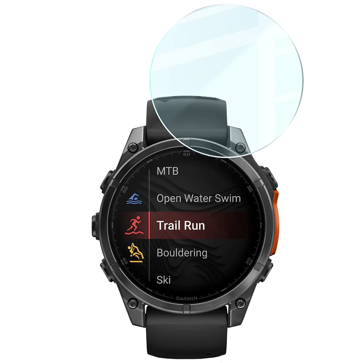 Gehärtetes Glas für Garmin Tactix 8 AMOLED 47 mm, Bizon Glass Watch Clear, Transparent