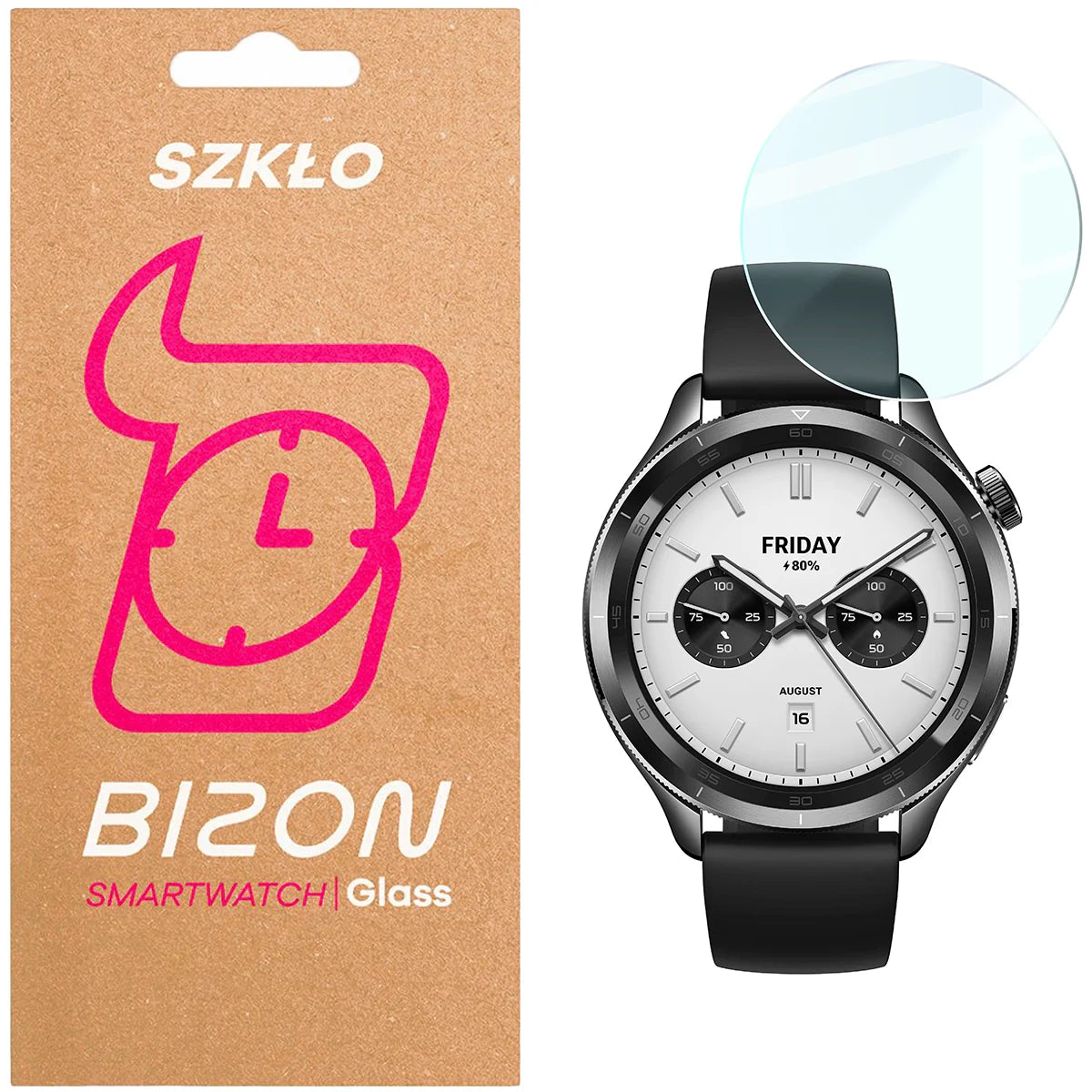 Gehärtetes Glas für Xiaomi Watch S4, Bizon Glass Watch Clear, Transparent