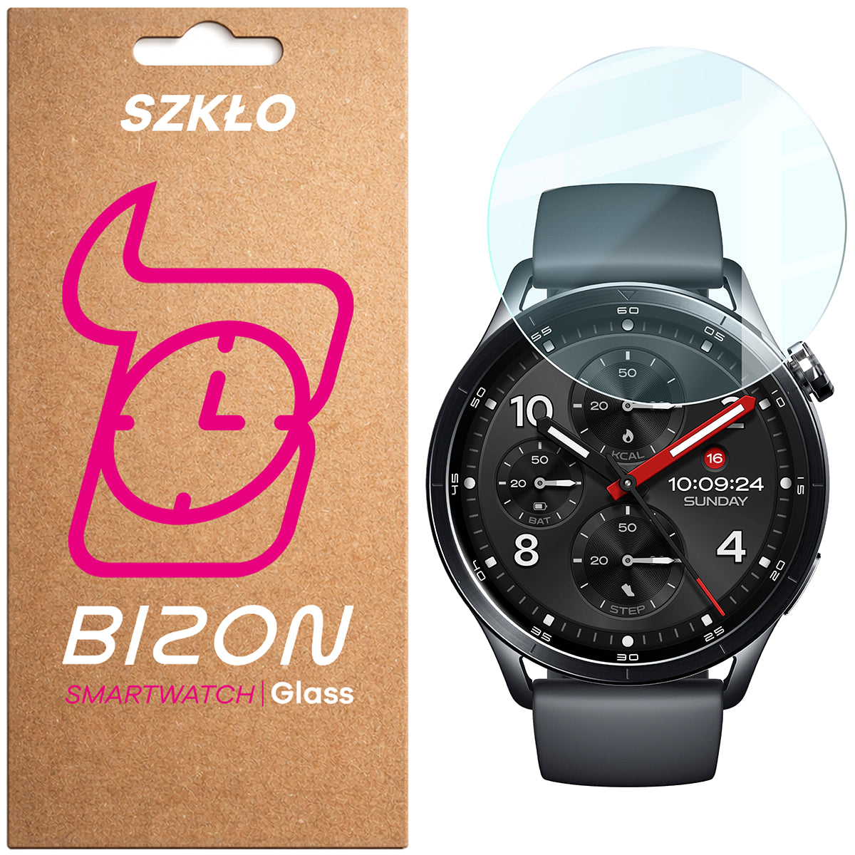 Gehärtetes Glas für Xiaomi Watch S5, Bizon Watch Glass Clear, Transparent