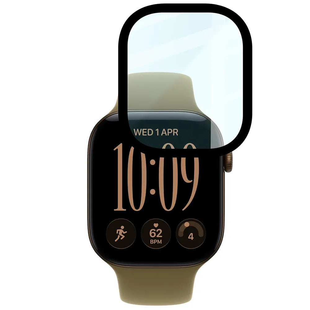 Hybrides Glas für Apple Watch Series 12 42mm, Bizon Watch Glass Edge Hybrid, Schwarz (5/5)