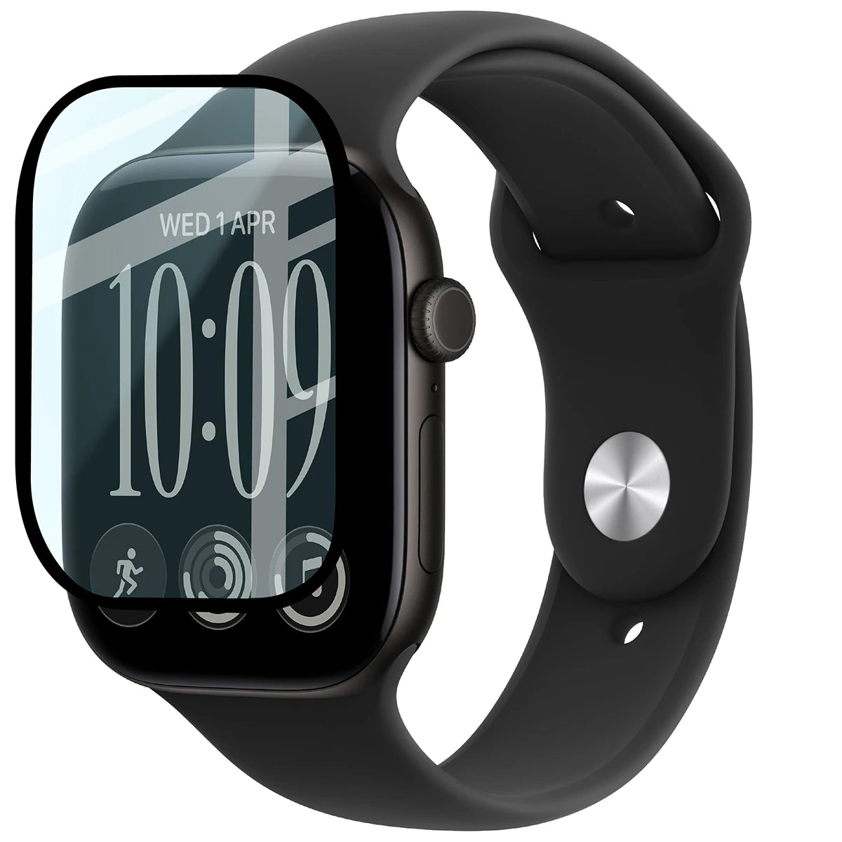 Hybrides Glas für Apple Watch Series 12 46mm, Bizon Watch Glass Edge Hybrid, Schwarz (3/5)