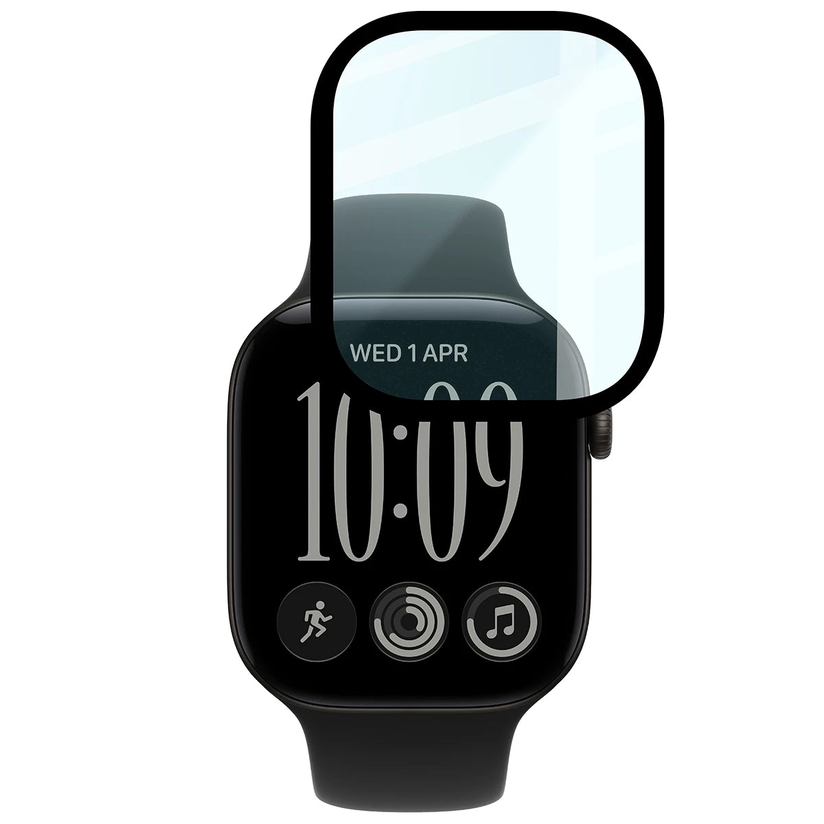 Hybrides Glas für Apple Watch Series 12 46mm, Bizon Watch Glass Edge Hybrid, Schwarz (5/5)