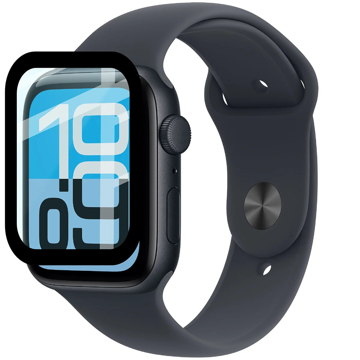 Hybrides Glas für Apple Watch SE 3 / SE 2 / SE / 6 / 5 / 4 (44 mm), Bizon Glass Watch Edge Hybrid, Schwarz