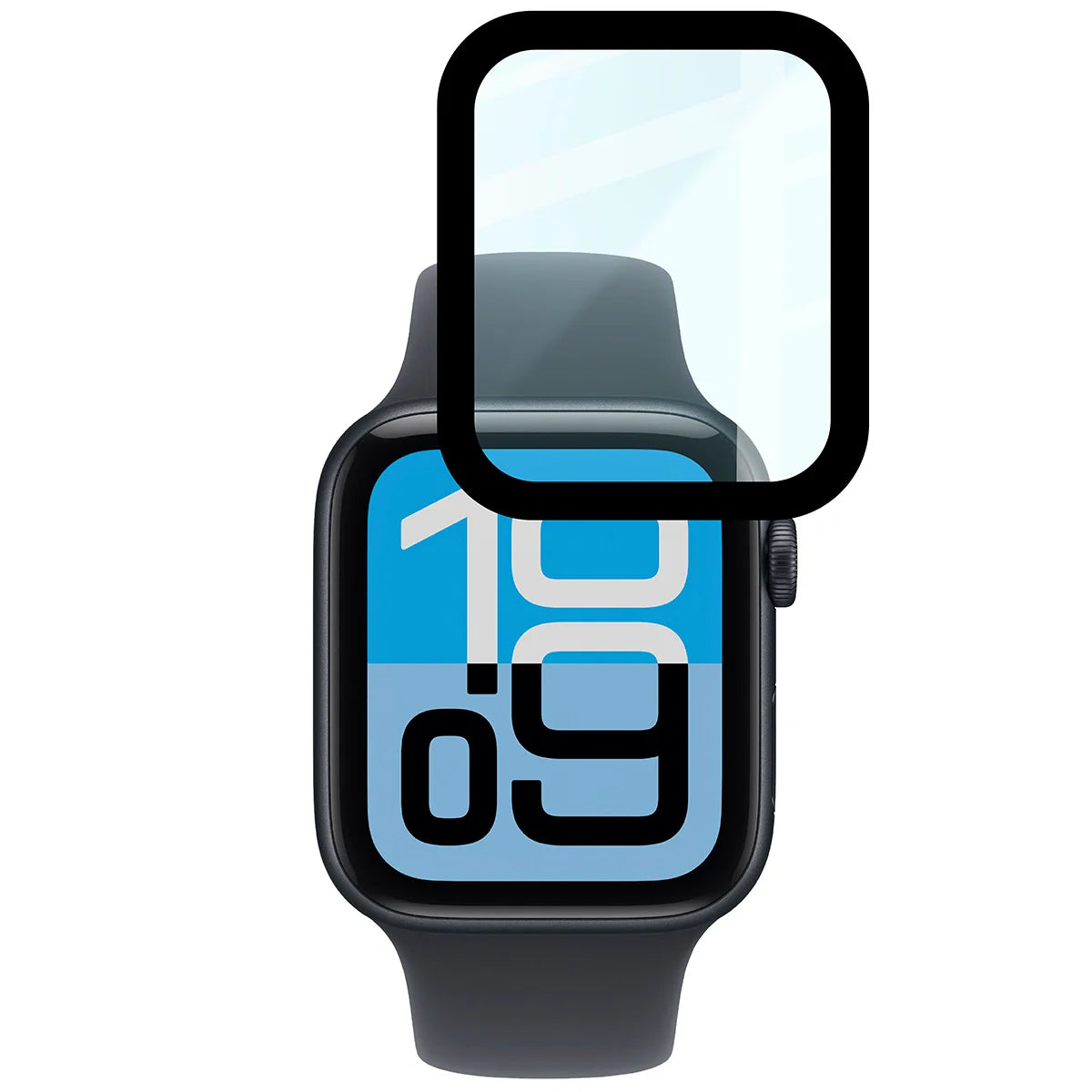 Hybrides Glas für Apple Watch SE 3 / SE 2 / SE / 6 / 5 / 4 (44 mm), Bizon Glass Watch Edge Hybrid, Schwarz