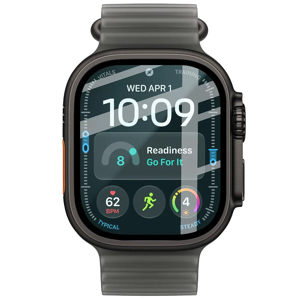Hybrides Glas für Apple Watch Ultra 4 49mm, Bizon Watch Glass Edge Hybrid, Schwarz (2/5)