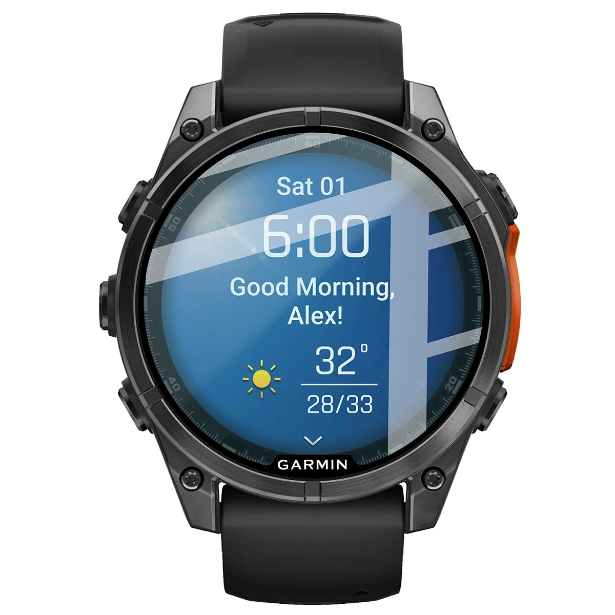 Hybrides Glas für Garmin Fenix 8 AMOLED 47 mm, Bizon Glass Watch Edge Hybrid, Schwarz