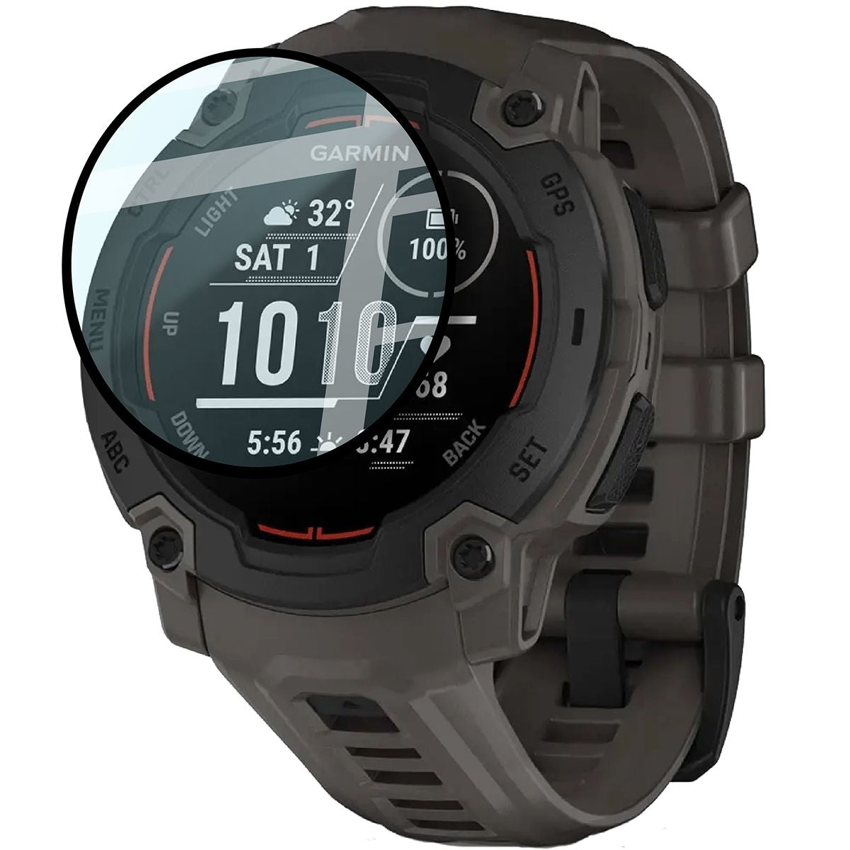 Hybrides Glas für Garmin Instinct E 45 mm, Bizon Glass Watch Edge Hybrid, Schwarz