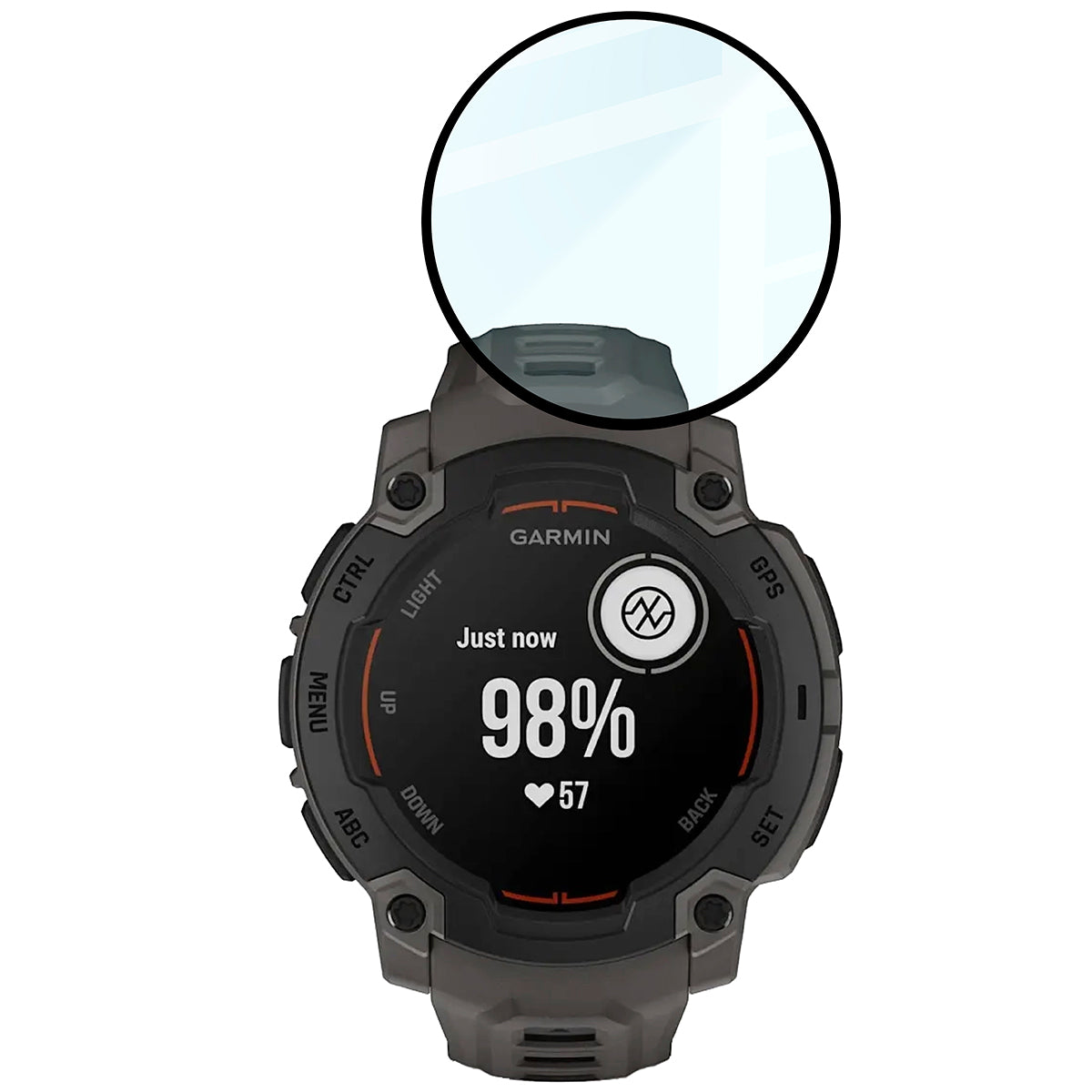 Hybrides Glas für Garmin Instinct E 45 mm, Bizon Glass Watch Edge Hybrid, Schwarz