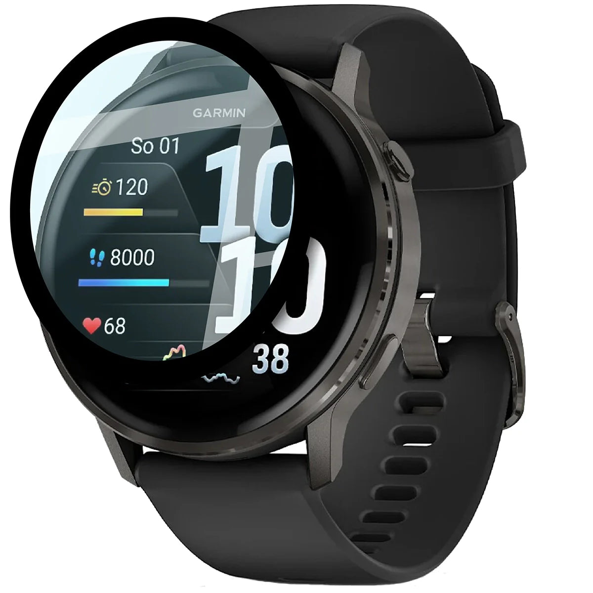 Hybrides Glas für Garmin Venu 4 41 mm, Bizon Glass Watch Edge Hybrid, Schwarz