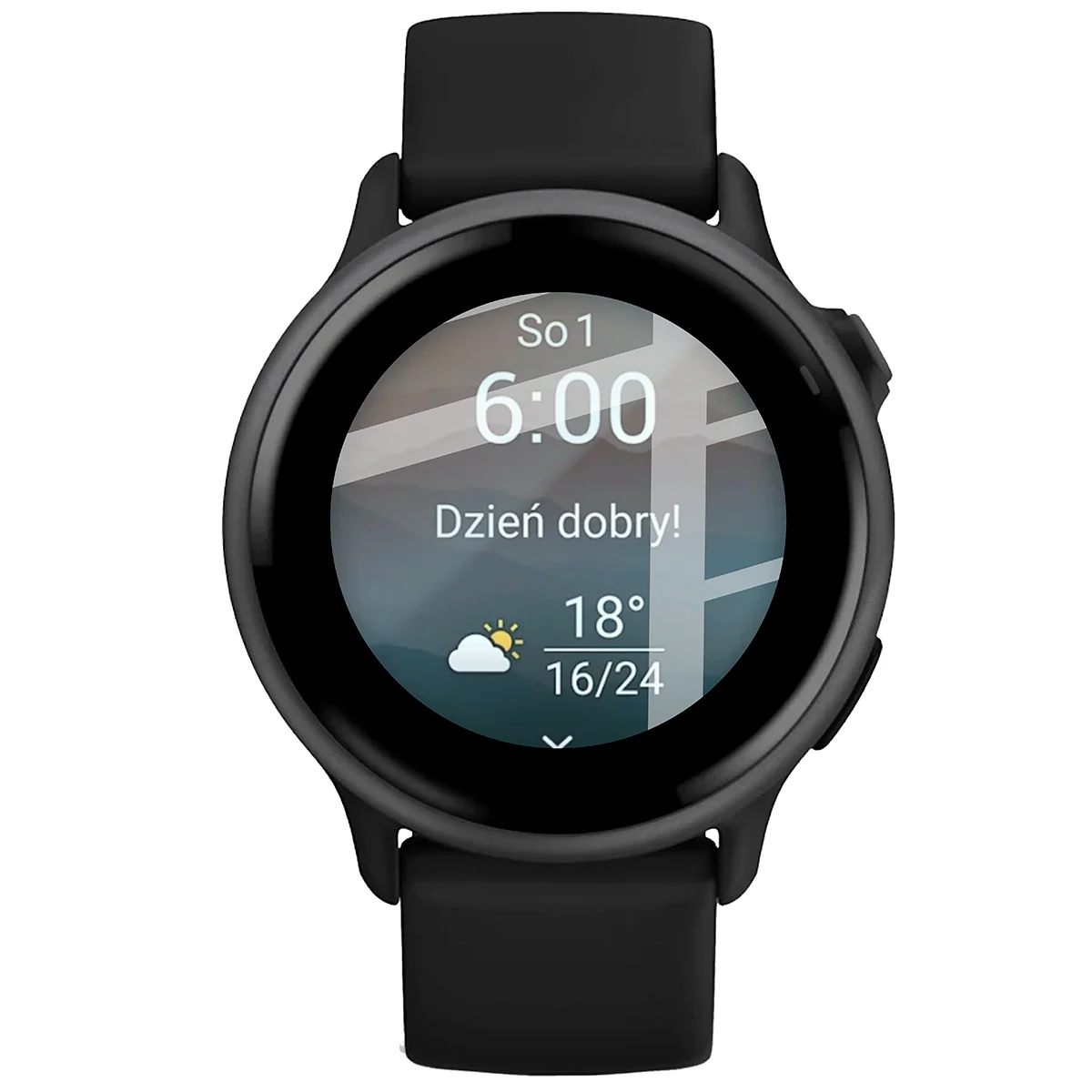 Hybrides Glas für Garmin Vivoactive 6, Bizon Glass Watch Edge Hybrid, Schwarz