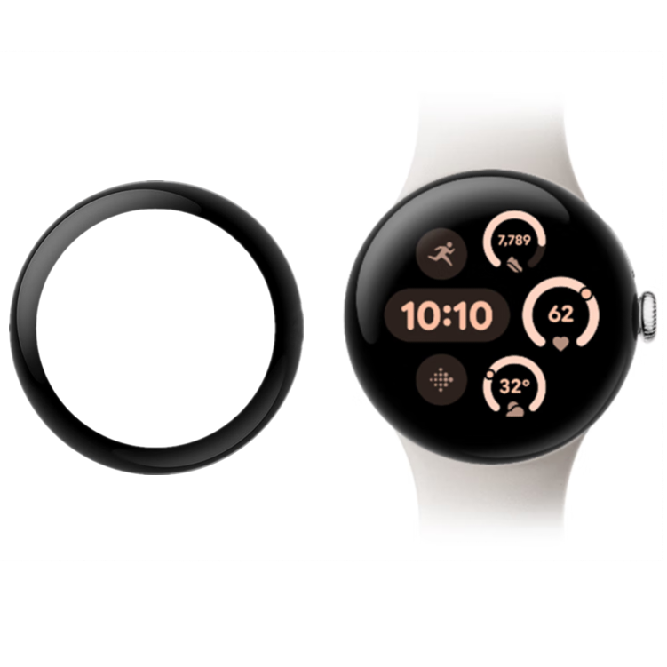 Hybrides Glas für Google Pixel Watch 3 45 mm, Bizon Glass Watch Edge Hybrid, Schwarz