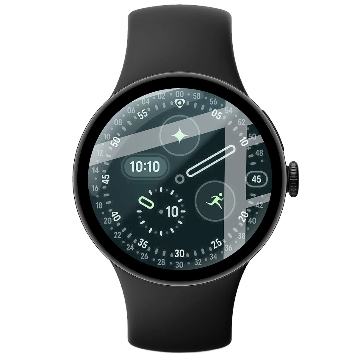 Hybrides Glas für Google Pixel Watch 4 45 mm, Bizon Glass Watch Edge Hybrid, Schwarz