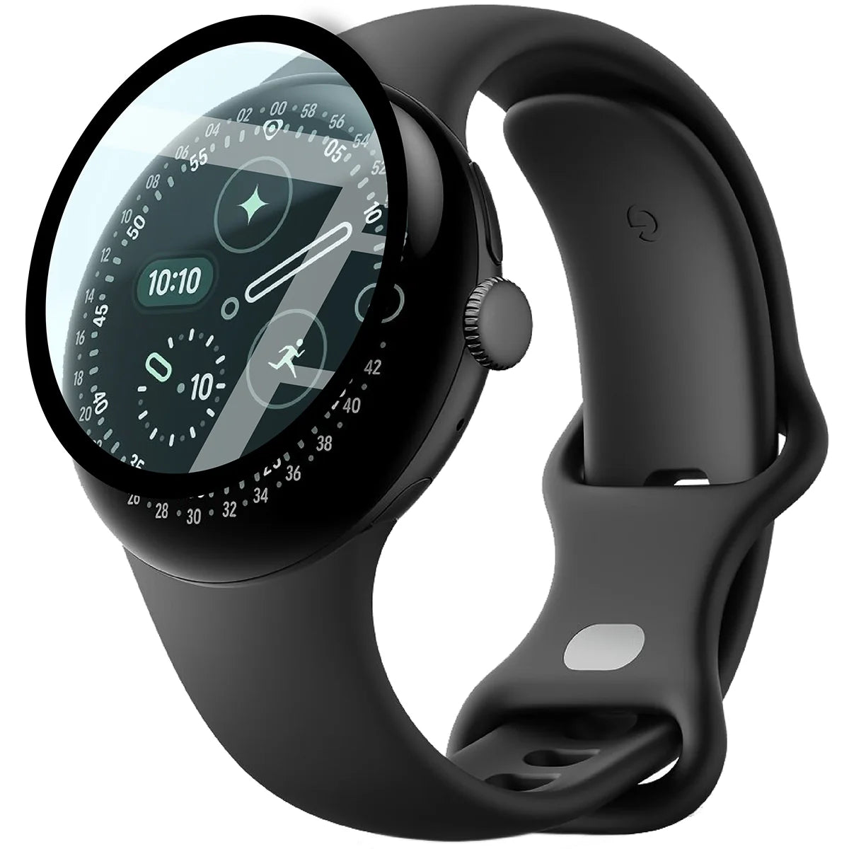 Hybrides Glas für Google Pixel Watch 4 45 mm, Bizon Glass Watch Edge Hybrid, Schwarz