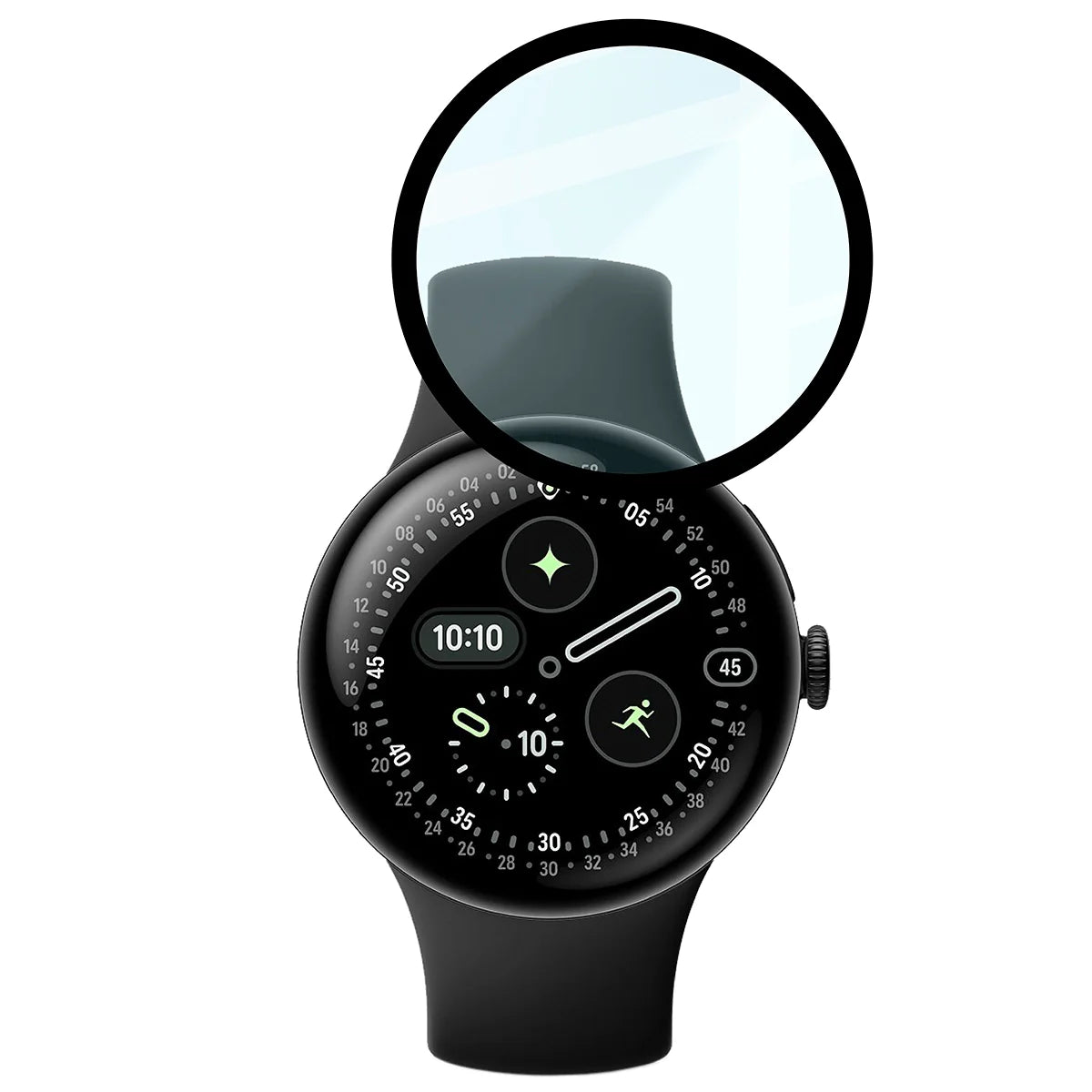 Hybrides Glas für Google Pixel Watch 4 45 mm, Bizon Glass Watch Edge Hybrid, Schwarz