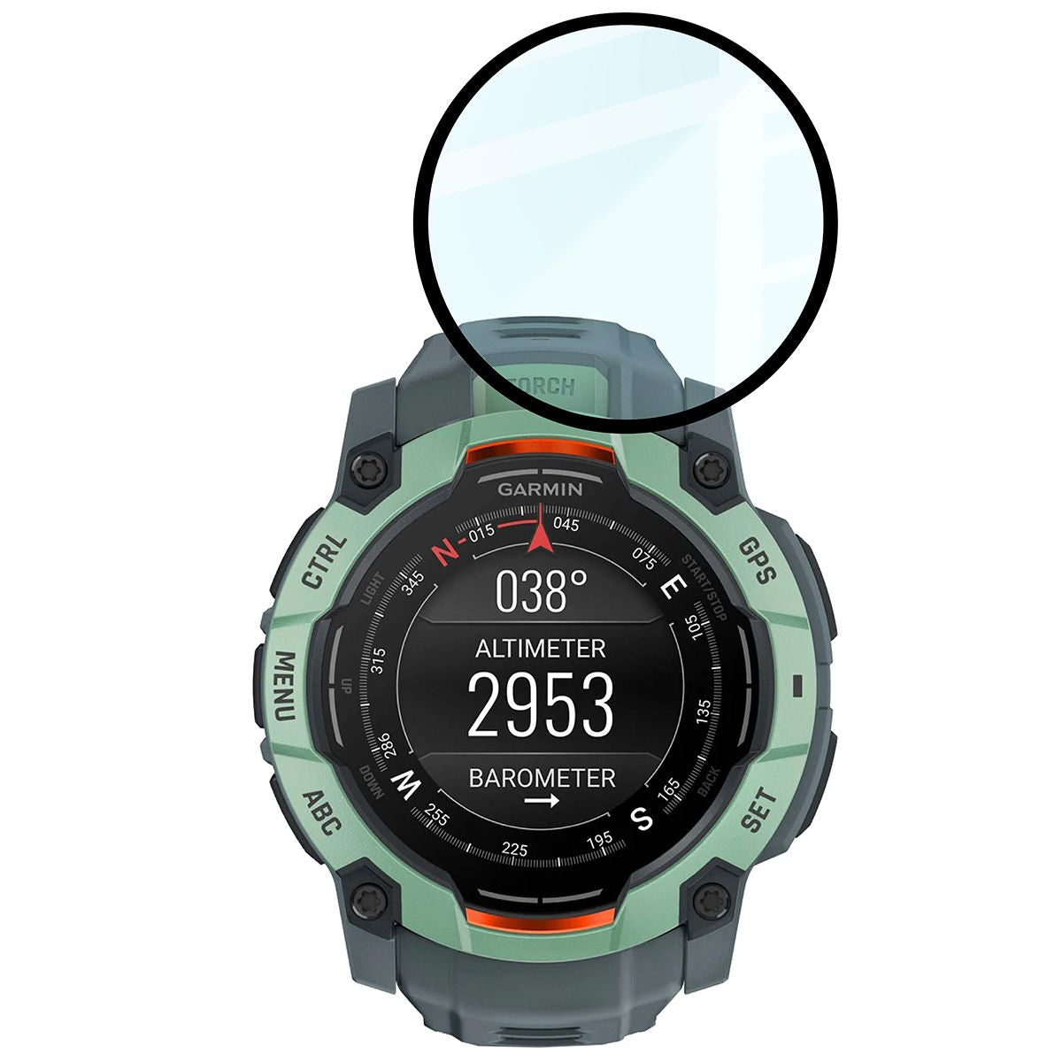 Hybrides Glas für Garmin Instinct 3 45 mm, Bizon Glass Watch Edge Hybrid, Schwarz