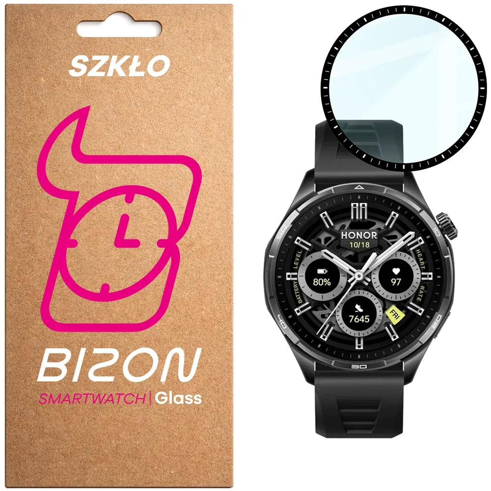 Hybrides Glas für Honor Watch 6 / 6 Plus, Bizon Watch Glass Edge Hybrid, Schwarz (1/5)