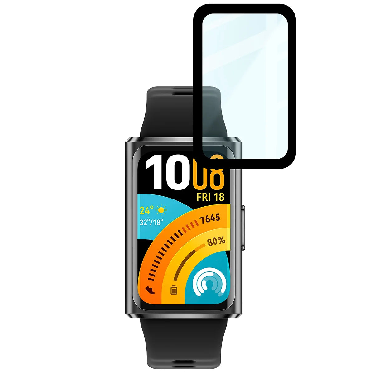 Hybrides Glas für Huawei Band 11 Pro, Bizon Glass Watch Edge Hybrid, Schwarz