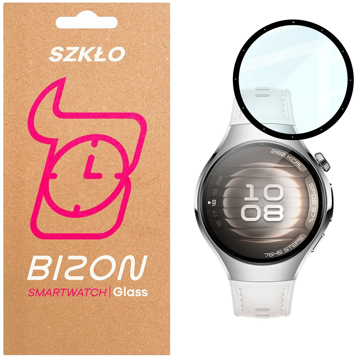 Hybrides Glas für Huawei Watch 5 42 mm, Bizon Glass Watch Edge Hybrid, Schwarz