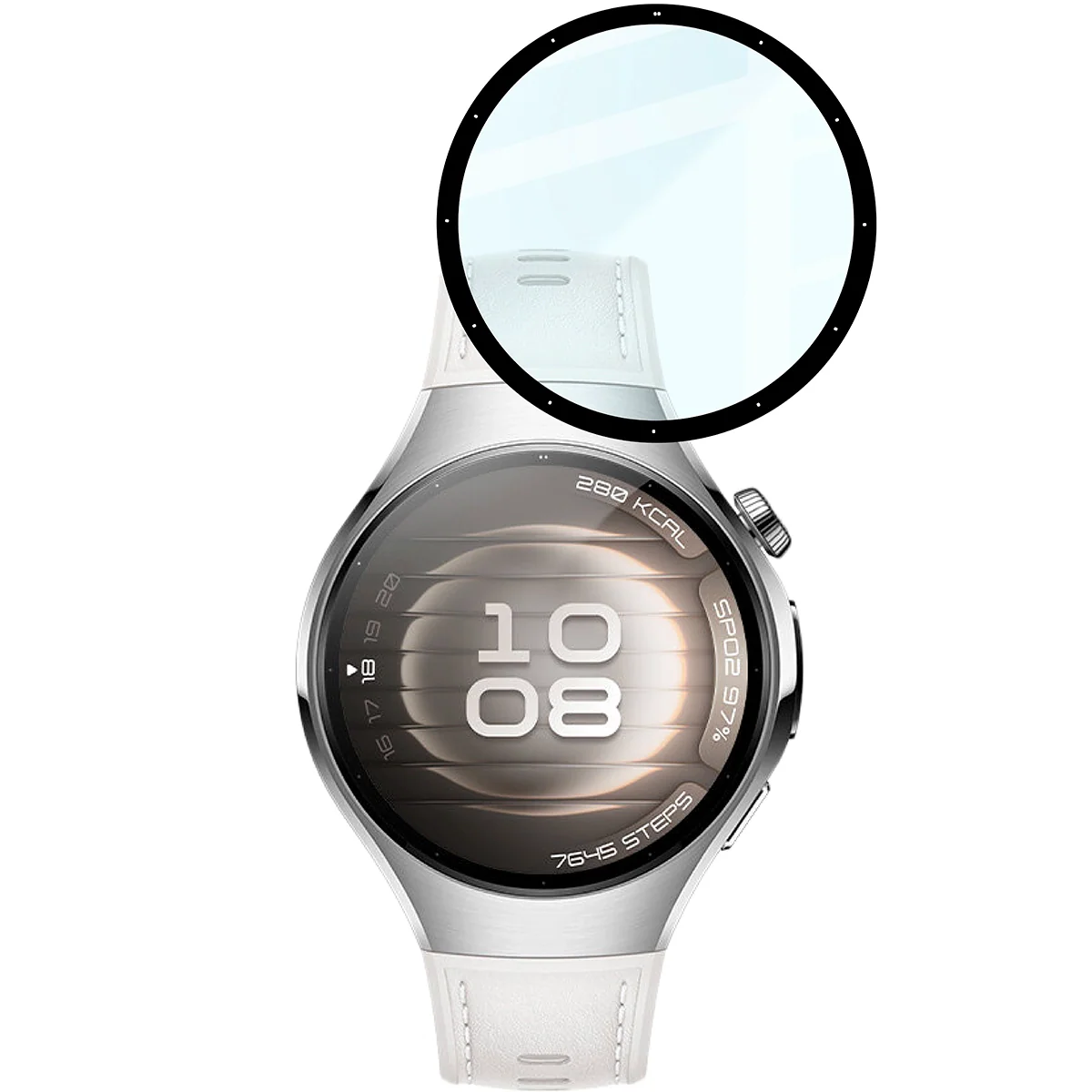 Hybrides Glas für Huawei Watch 5 42 mm, Bizon Glass Watch Edge Hybrid, Schwarz