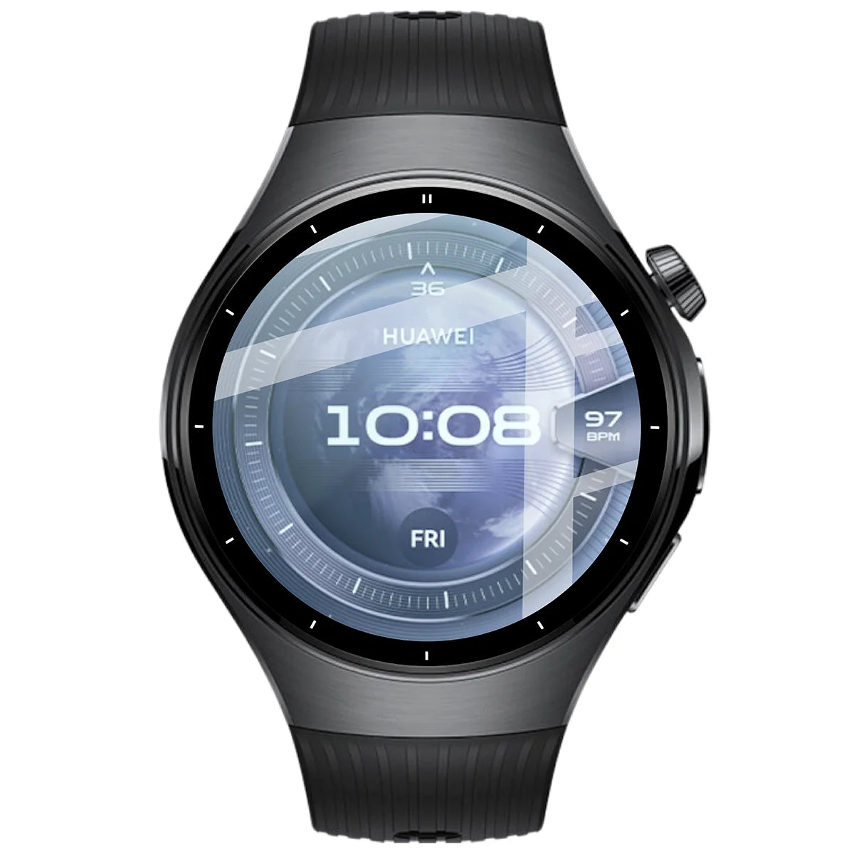 Hybrides Glas für Huawei Watch 5 46 mm, Bizon Glass Watch Edge Hybrid, Schwarz