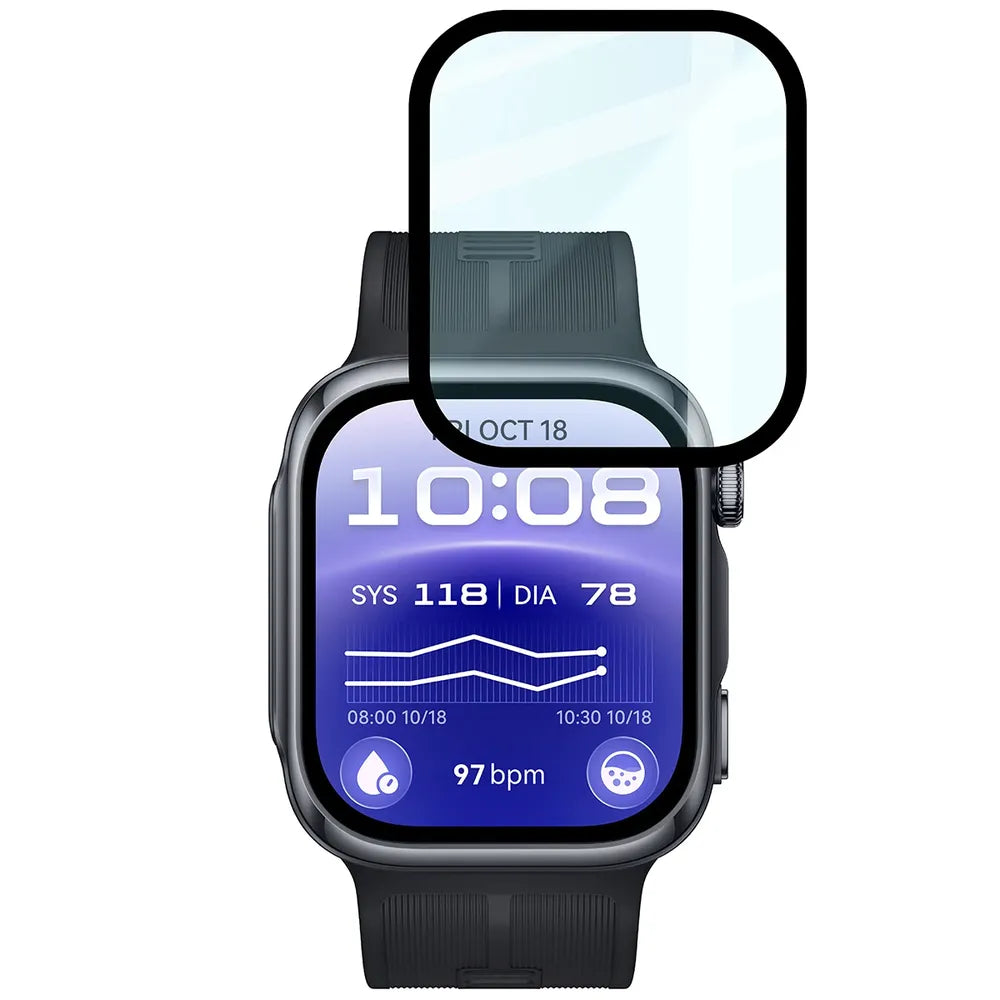 Hybrides Glas für Huawei Watch D3, Bizon Watch Glass Edge Hybrid, Schwarz (5/5)