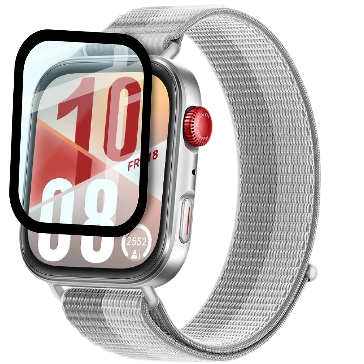 Hybrides Glas für Huawei Watch Fit 4, Bizon Glass Watch Edge Hybrid, Schwarz