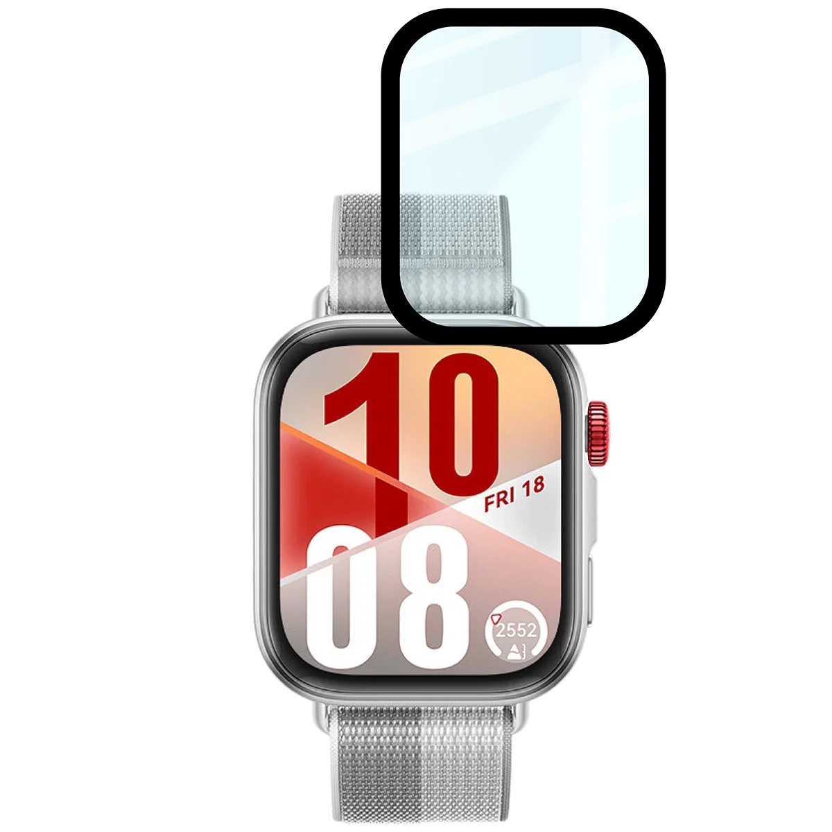 Hybrides Glas für Huawei Watch Fit 4, Bizon Glass Watch Edge Hybrid, Schwarz