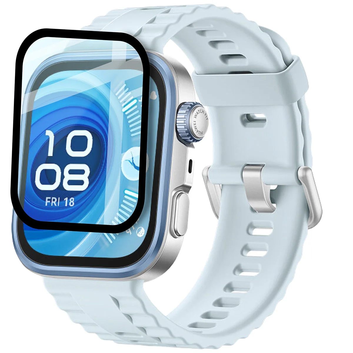 Hybrides Glas für Huawei Watch Fit 4 Pro, Bizon Glass Watch Edge Hybrid, Schwarz