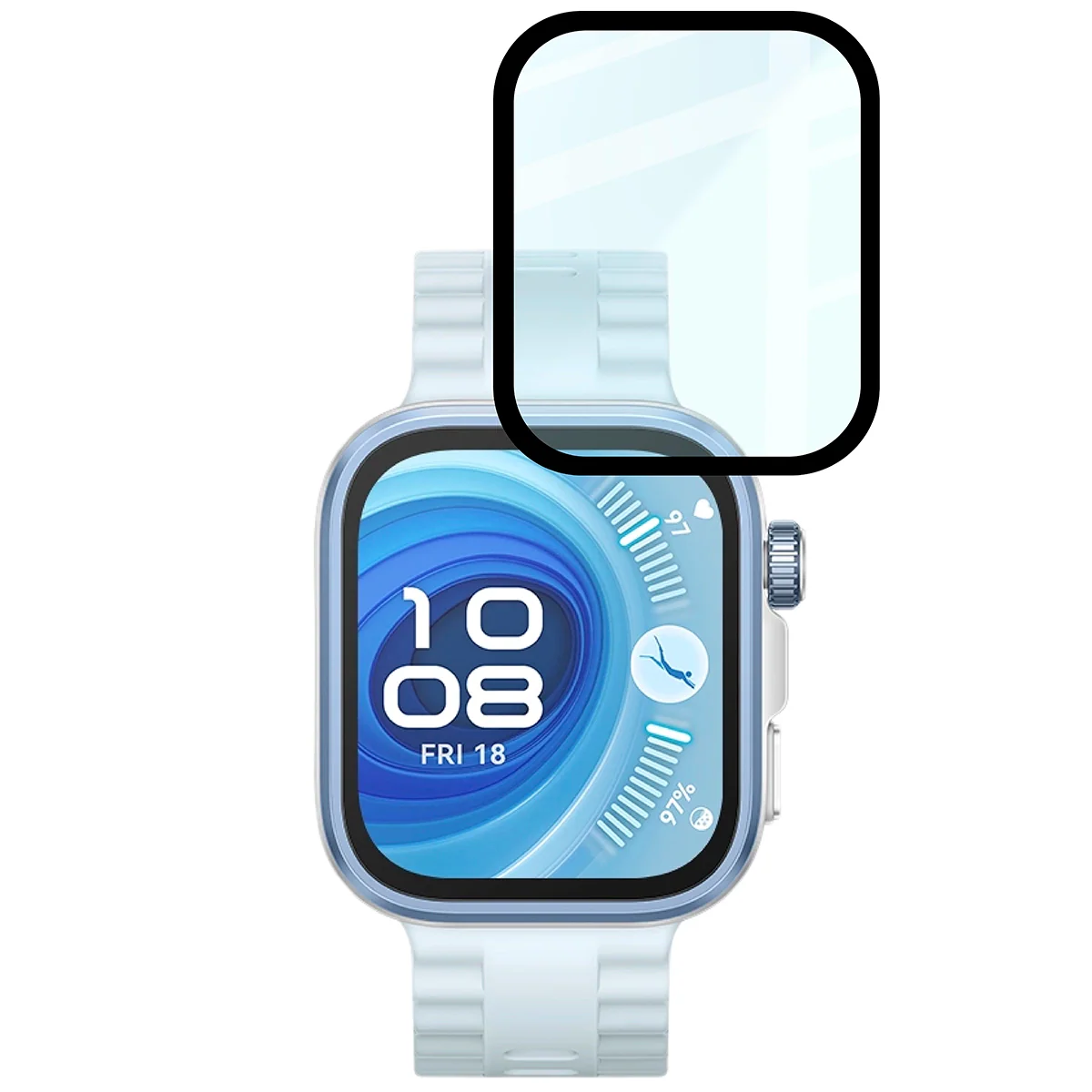 Hybrides Glas für Huawei Watch Fit 4 Pro, Bizon Glass Watch Edge Hybrid, Schwarz