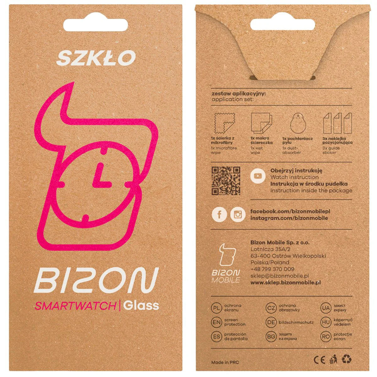 Hybrides Glas für Huawei Watch Fit 4 Pro, Bizon Glass Watch Edge Hybrid, Schwarz