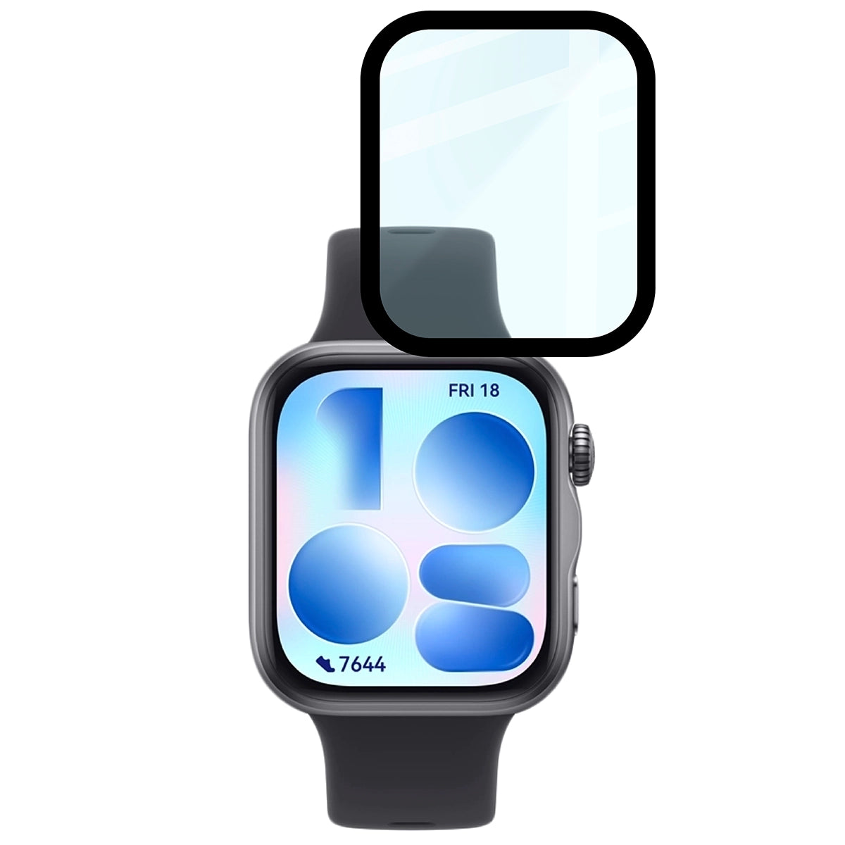 Hybrides Glas für Huawei Watch Fit 5, Bizon Watch Glass Edge Hybrid, Schwarz