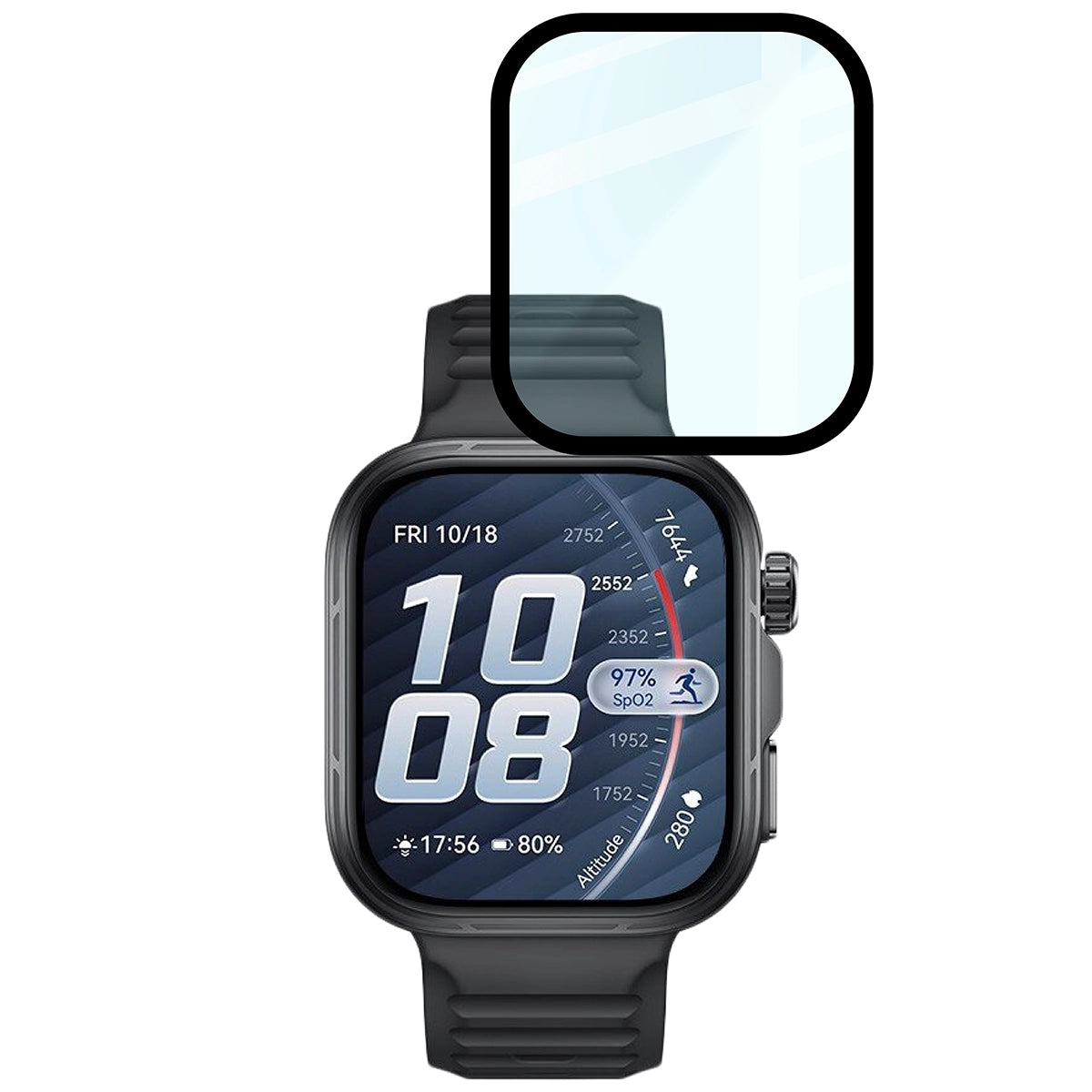 Hybrides Glas für Huawei Watch Fit 5 Pro, Bizon Watch Glass Edge Hybrid, Schwarz