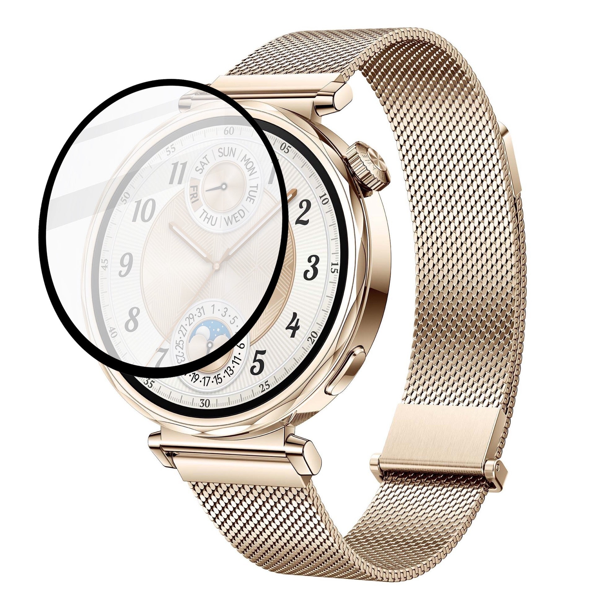 Hybrides Glas für Huawei Watch GT 5 41 mm, Bizon Glass Watch Edge Hybrid, Schwarz