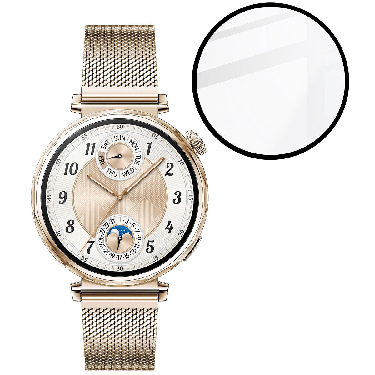 Hybrides Glas für Huawei Watch GT 5 41 mm, Bizon Glass Watch Edge Hybrid, Schwarz