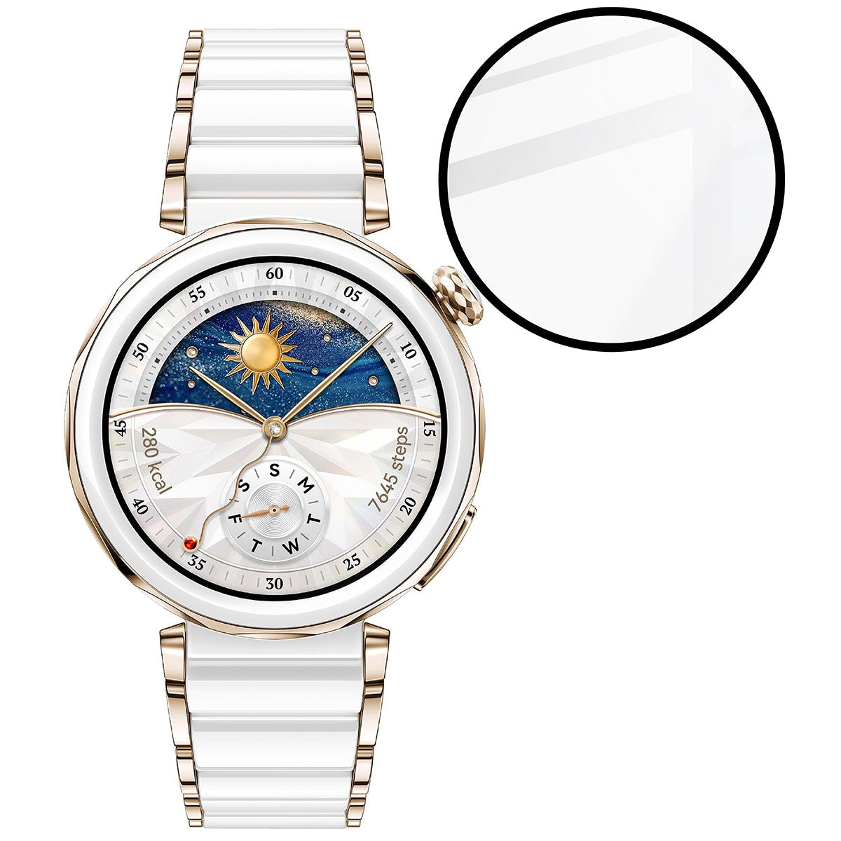 Hybrides Glas für Huawei Watch GT 5 Pro 42 mm, Bizon Glass Watch Edge Hybrid, Schwarz
