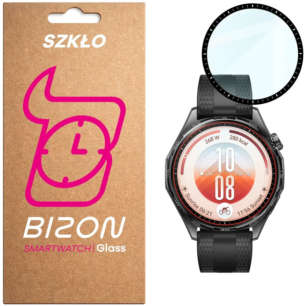 Hybrides Glas für Huawei Watch GT 7 46 mm, Bizon Watch Glass Edge Hybrid, Schwarz (1/5)