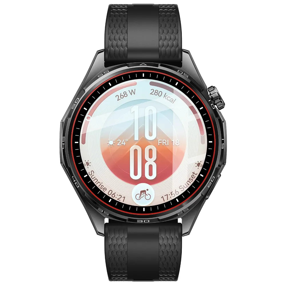 Hybrides Glas für Huawei Watch GT 7 46 mm, Bizon Watch Glass Edge Hybrid, Schwarz (2/5)