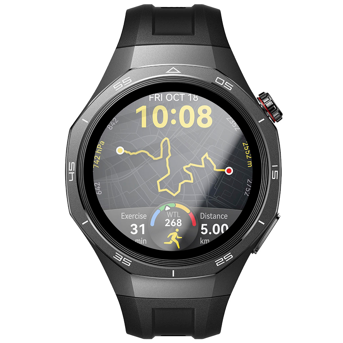 Hybrides Glas für Huawei Watch GT 5 Pro 46 mm, Bizon Glass Watch Edge Hybrid, Schwarz