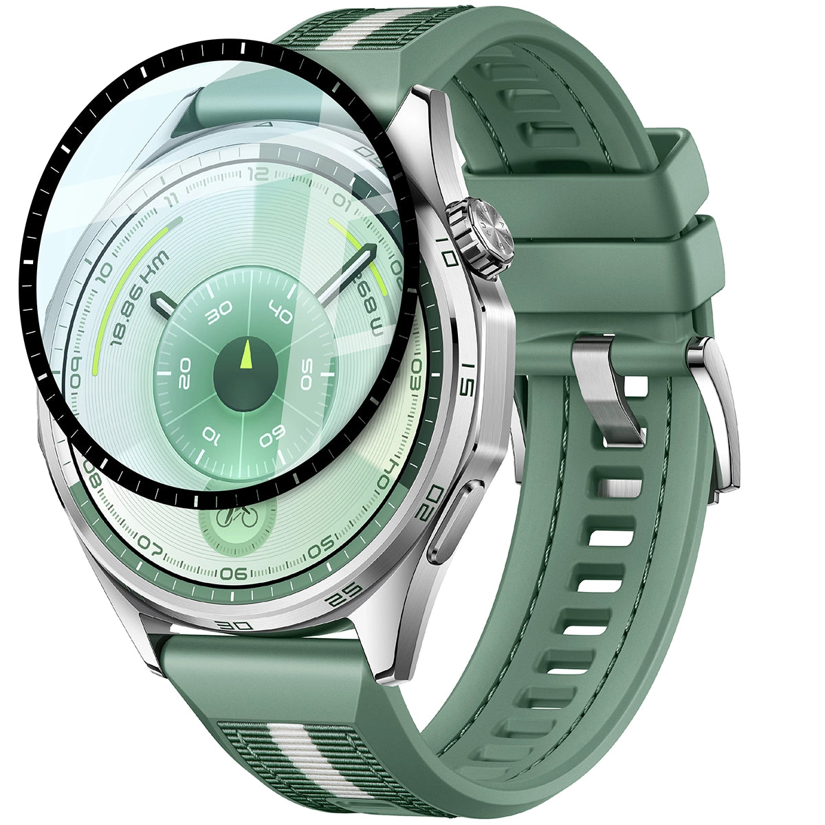 Hybrides Glas für Huawei Watch GT6 46 mm, Bizon Glass Watch Edge Hybrid, Schwarz